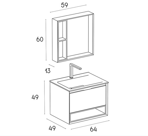 کابینت روشویی پی وی سی مدل D-6508